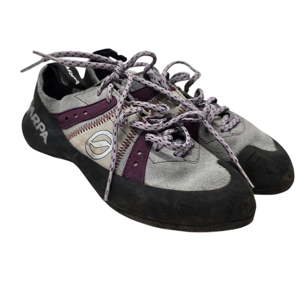 Scarpa Helix Rock Climbing Shoes Gray Purple Kids EU 35.5 US Men 4 Women 5